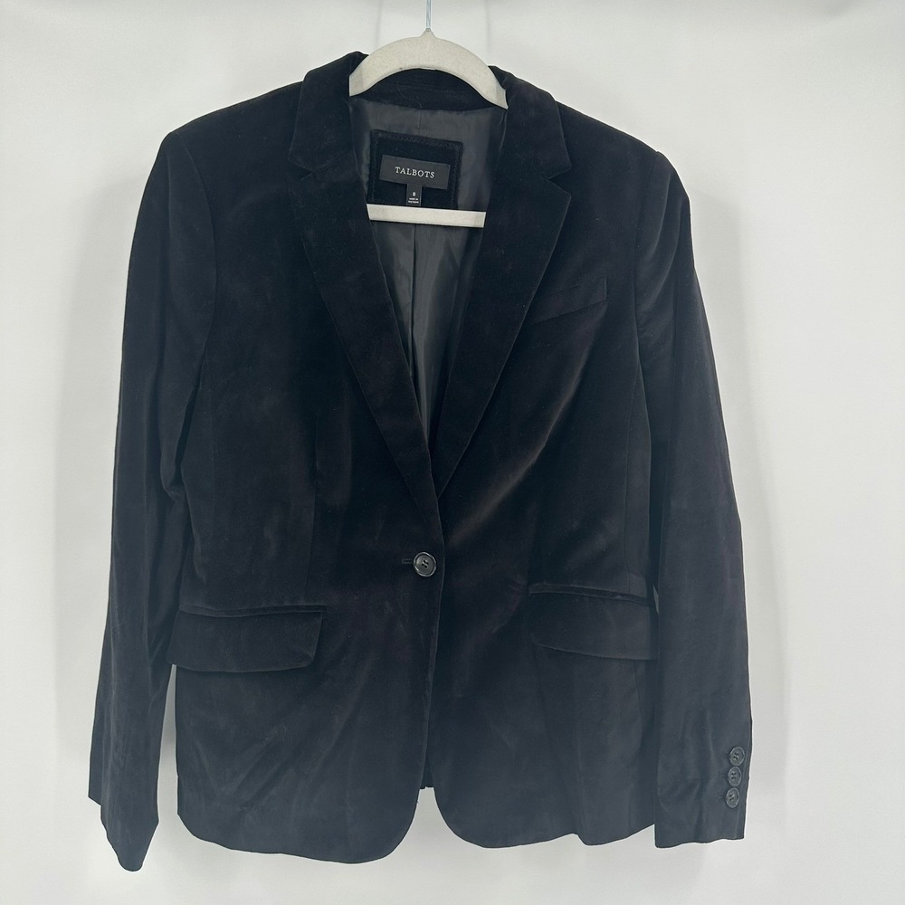 Talbots Womens Victorian Black Velvet Blazer Size 8 Jacket Size 8 Minimalist